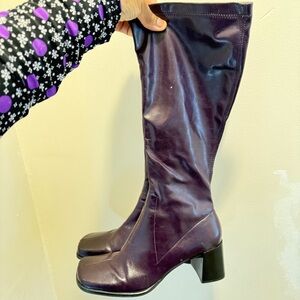 Franco Sarto Penelope purple leather square-toe knee high boots